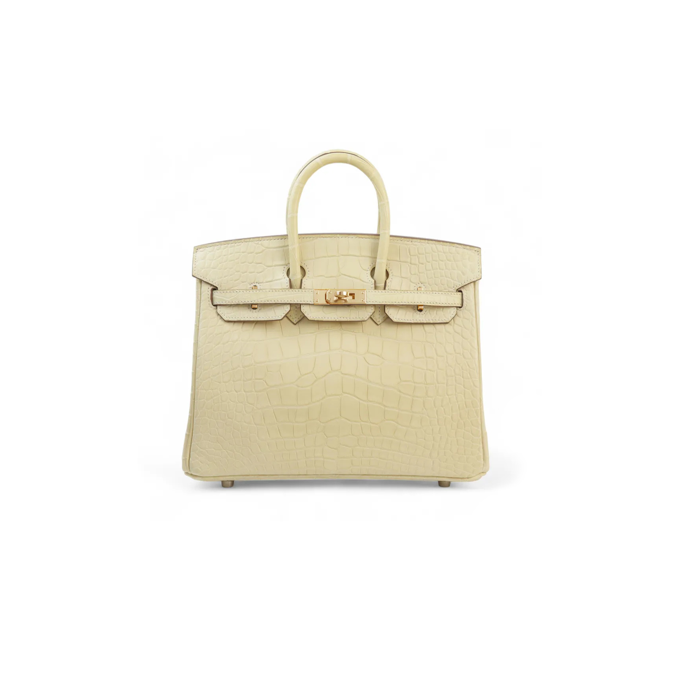 HERMÈS MASTER  BIRKIN 30 CROCODILE LEATHER VANILLA GOLD BUCKLE H041367CK39 (30*22*16cm)